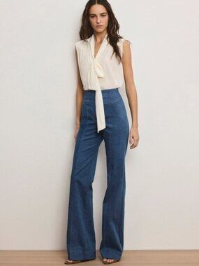 Veronica Beard NWOT Frenkle Denim Pant-Blue High-Rise Trouser